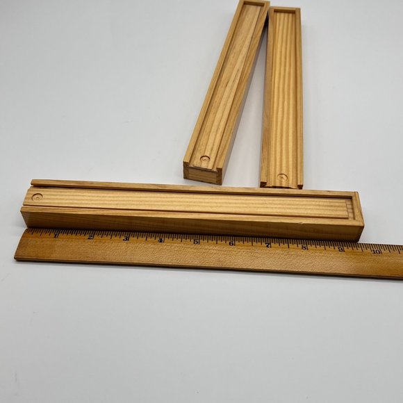 Vintage Set of 6 Wooden Chopsticks Geisha Girl Original Wood Box with Slide NWOT - Picture 7 of 8